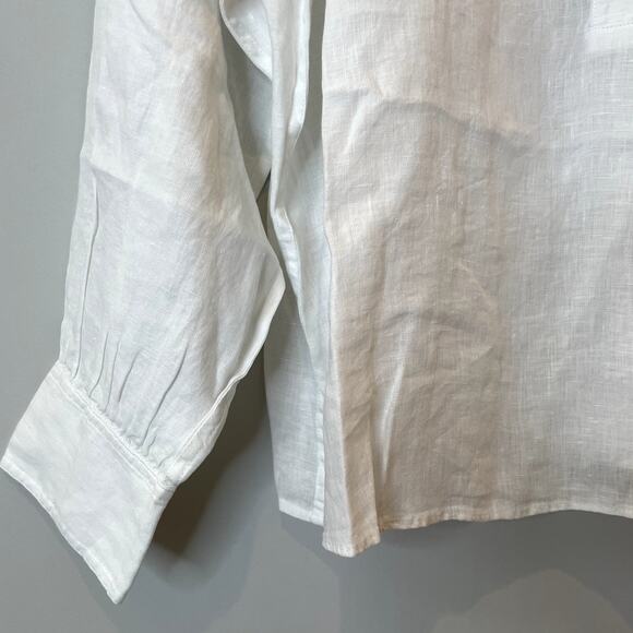J.Crew Cabana Top Linen Shirt Breathable Date Vacation Trip Plus CI542 White 2X - Picture 7 of 16